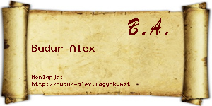 Budur Alex névjegykártya